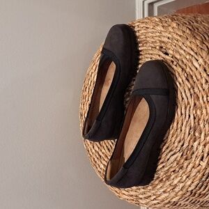 Clarks Womens Brown‎ Suede 1.25" Wedge Ballet Flats Padded Elastic Trim 7.5